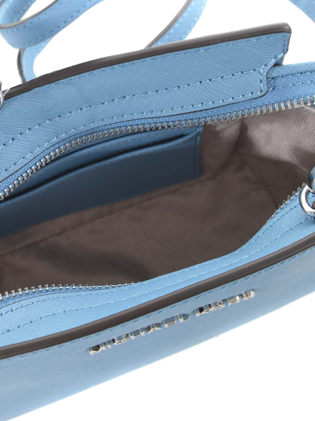 Michael Kors Blue Saffiano Leather Mini Selma Crossbody Bag Michael Kors