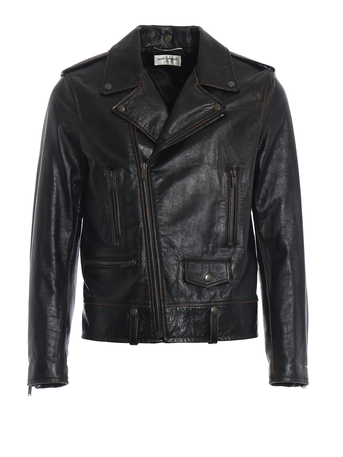 Leather jacket Saint Laurent - 1971 print used leather biker