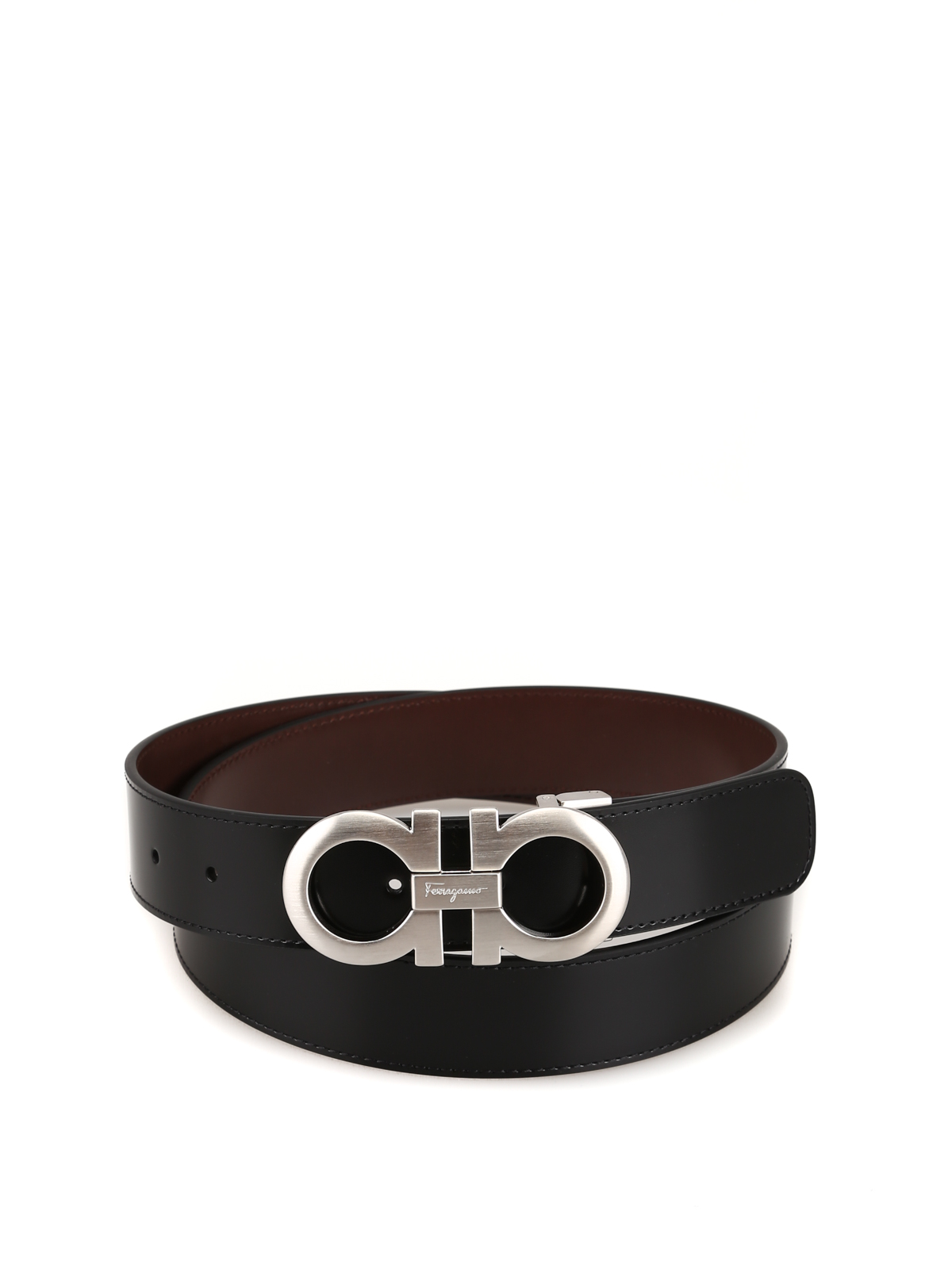 Salvatore Ferragamo Reversible Leather Belt - Black and Brown