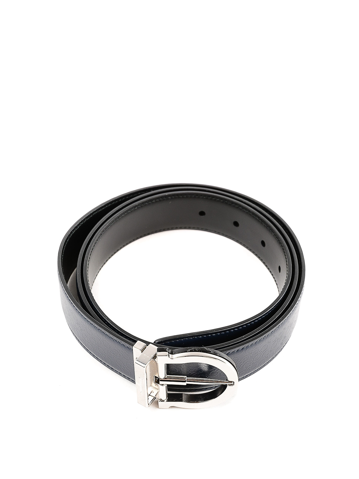 Ferragamo Silver-tone metal logo buckle leather belt|695423