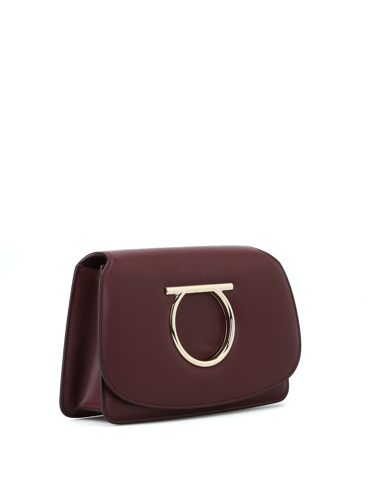 Clutches Salvatore Ferragamo - Gancini wine leather mini bag