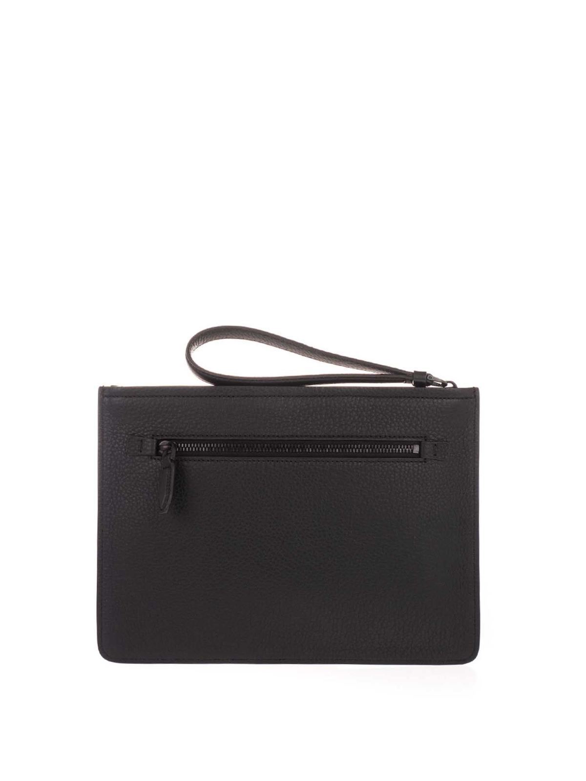 Ferragamo SF logo clutch bag in black - Black - Men | 733630