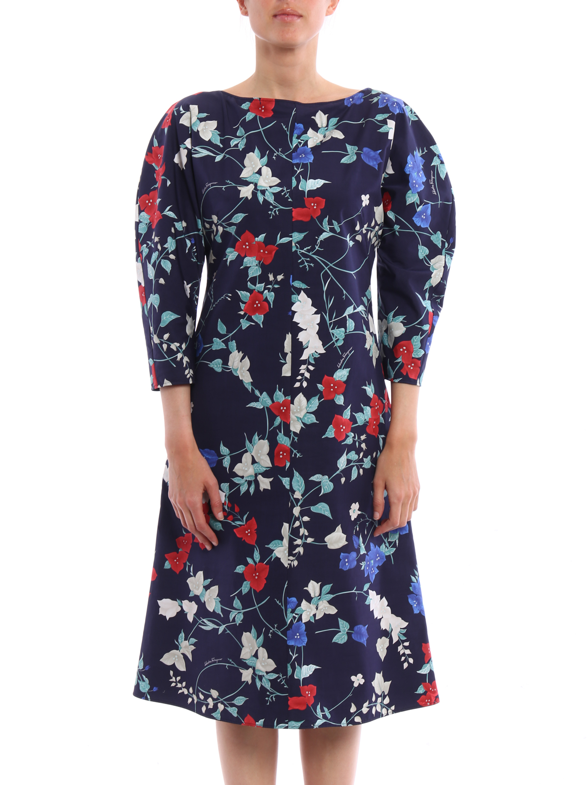 Ferragamo Floral print cotton dress - Blue | 669383PANSEPAPAVERO
