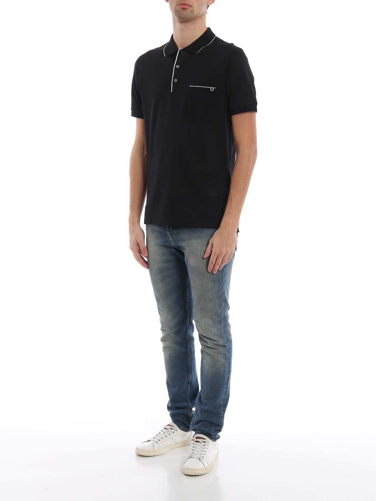 Ferragamo Blue Cotton Polo Shirt