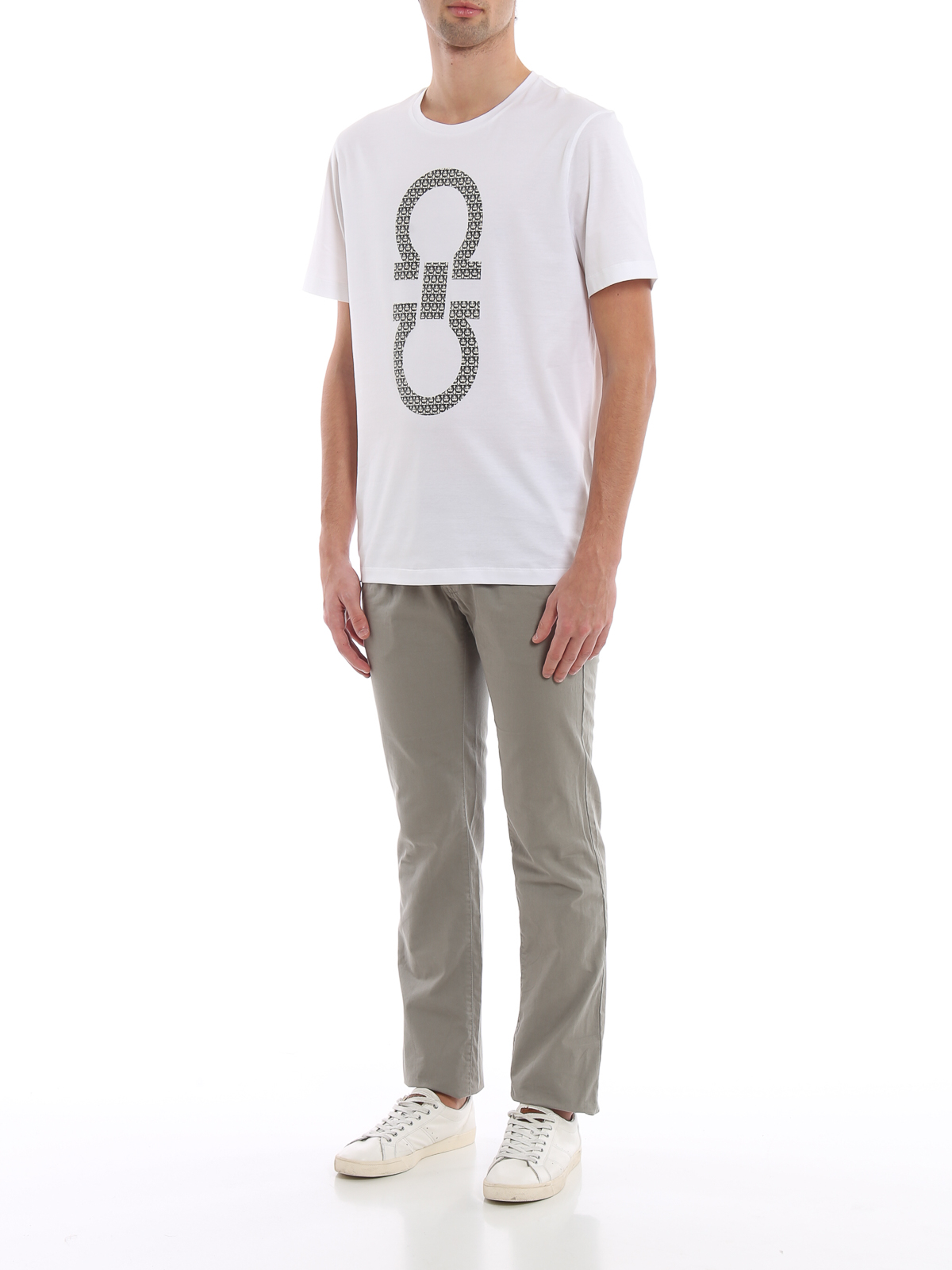 Ferragamo Gancini print white jersey T-shirt - White
