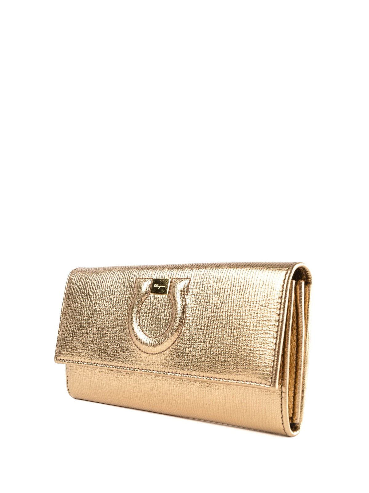Wallets & purses Salvatore Ferragamo - Gancini gold leather wallet