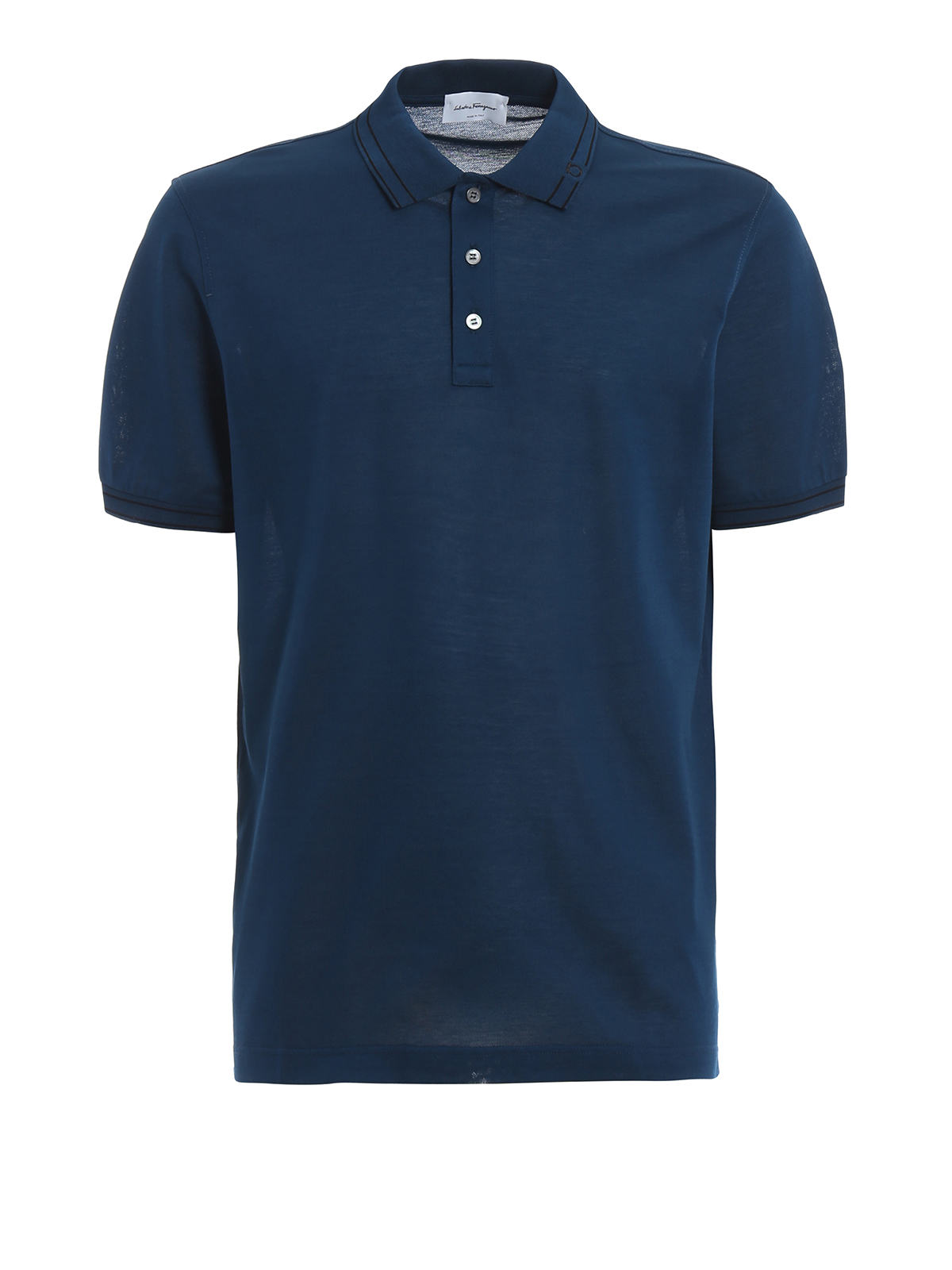 Tシャツ・カットソー SALVATORE FERRAGAMO Graphite Cotton Blend Polo Shirt Ferragamo Polo Shirt Black Mens Salvatore Ferragamo