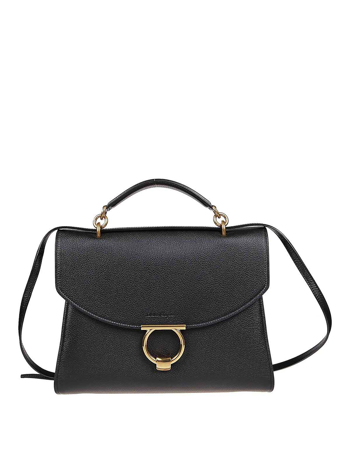 Ferragamo Margot Gancini Leather Hobo Bag in Black