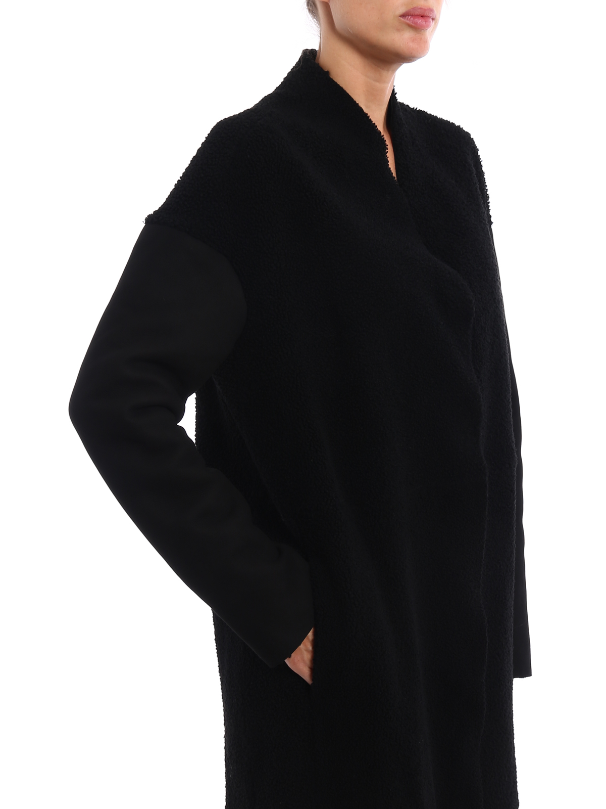 Salvatore Santoro Shearling long coat - Black | 33086DLONNERO