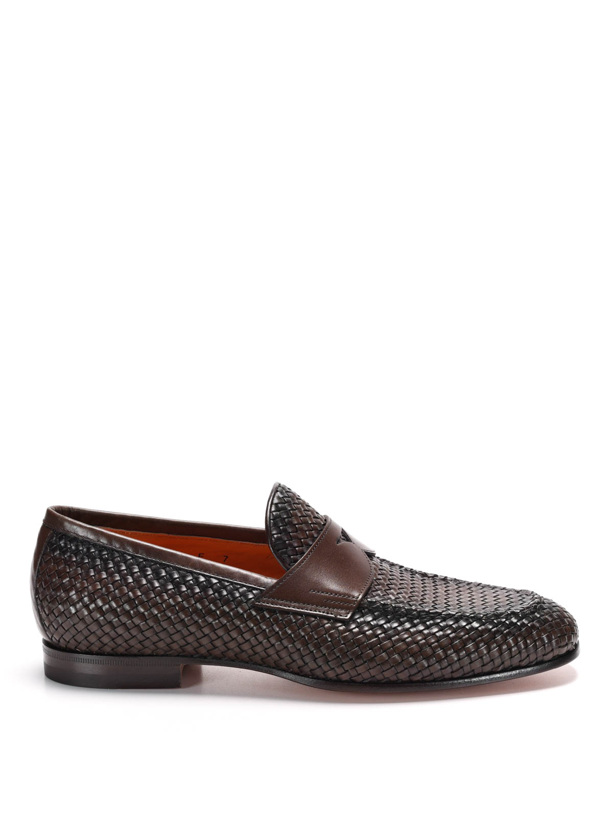 Santoni Woven Leather Loafers Mens US 10.5 UK 9.5 EU 44 Brown Handwoven SANTONI Woven Slip on • Brogue main image 2