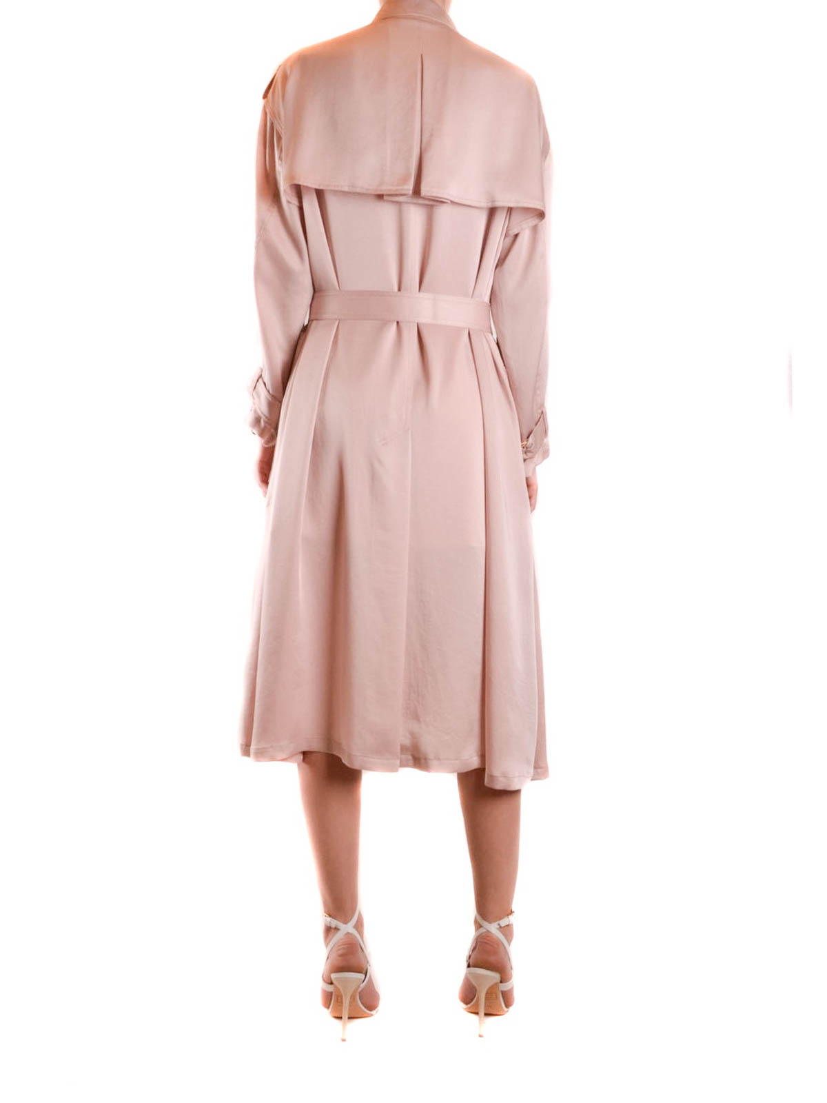 Pink satin trench outlet coat