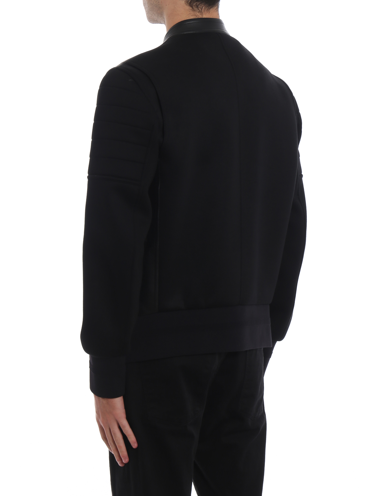 Neil Barrett Scuba effect and leather skinny jacket|BPE555CH703C01