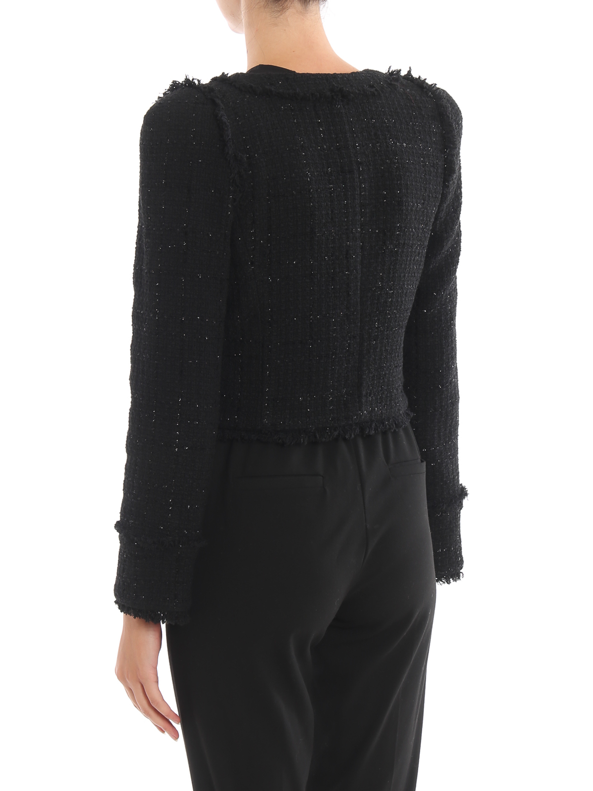 ジャケット PINKO SS20 1G14Y4 Y5XX Z05 (1G14Y4 Y5XX Z05) Pinko Scucire cotton crop shiny jacket - Black | 1G14J57700Z99