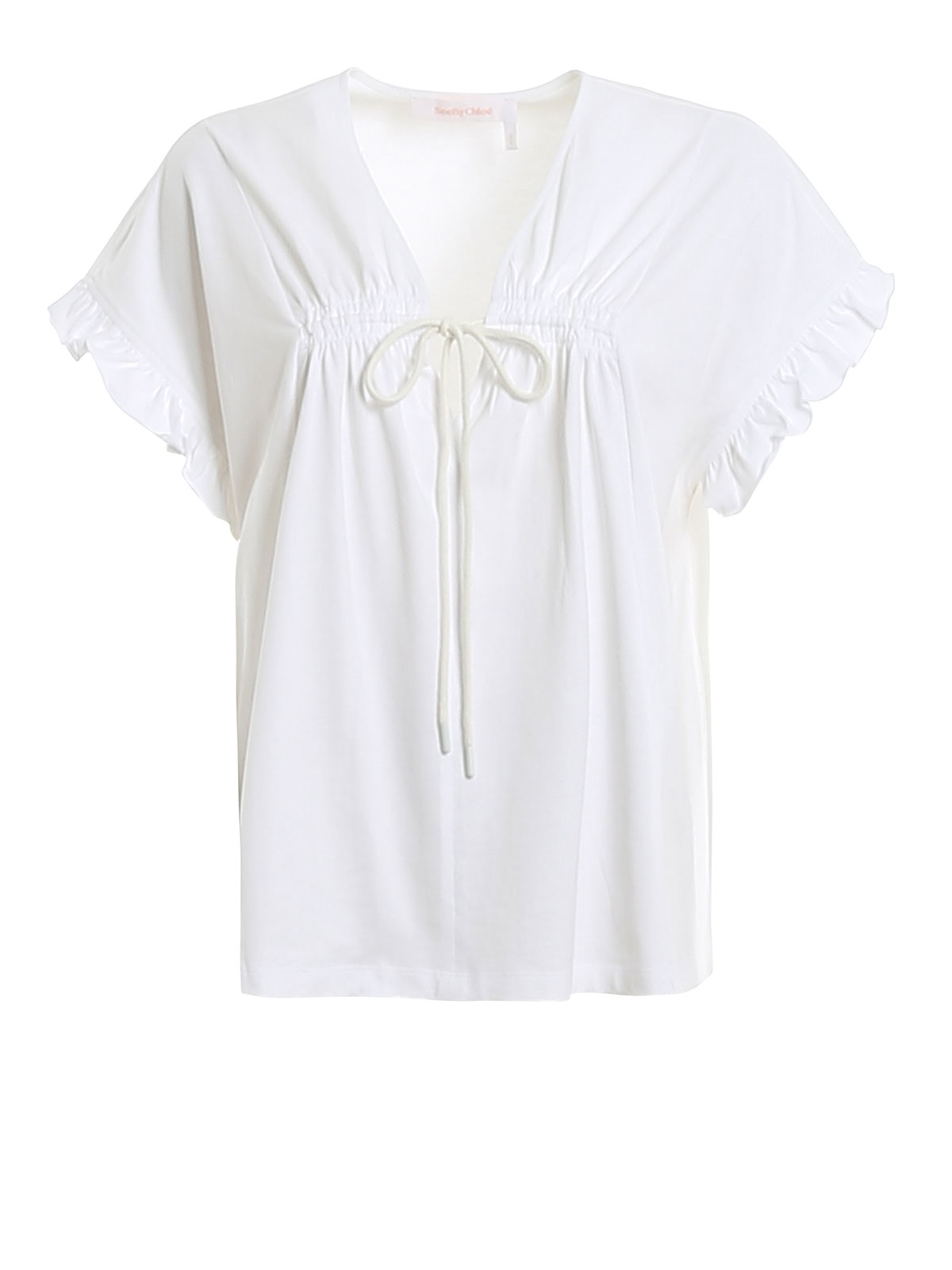 See By Chloé Jersey Blouse With Laces In White