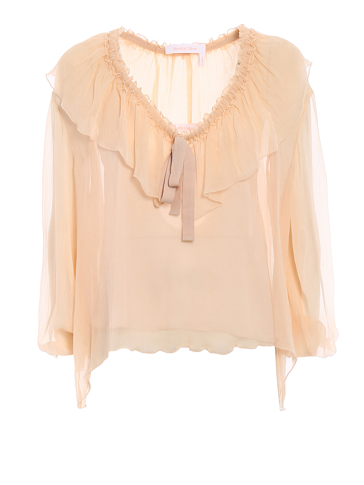 Chloe - Chloé frill blouse. Chloé V Neck Ruffled Blouse In Silk Charmeuse | Chloé US