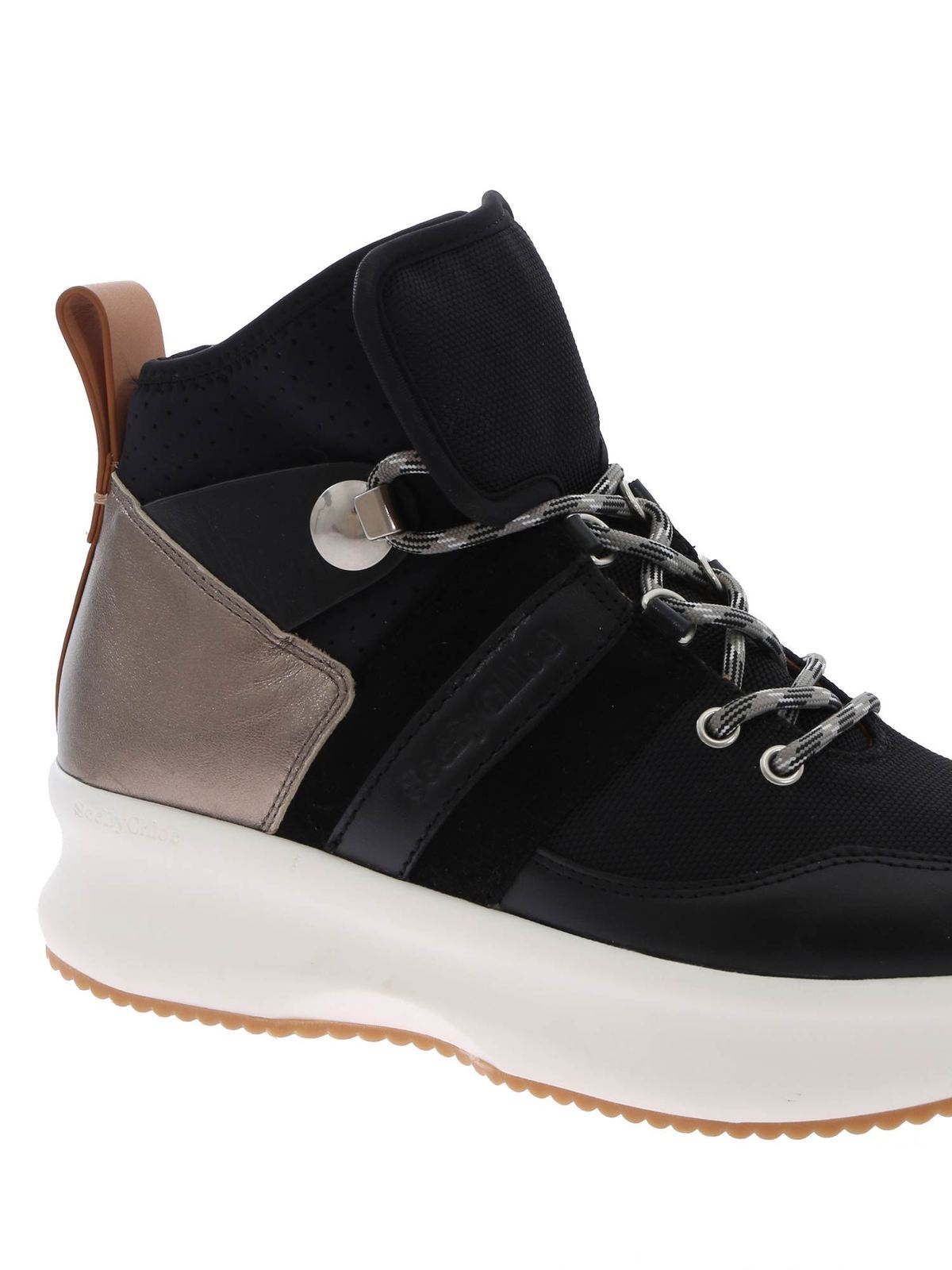 Shop See By Chloé Atena Leather Sneakers In Negro
