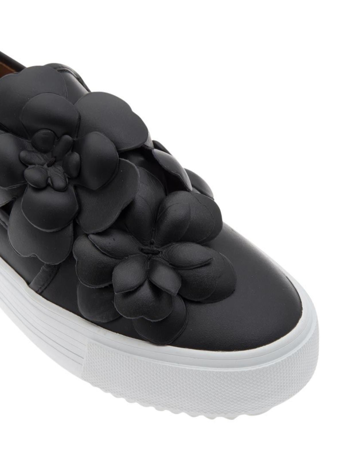 Shop See By Chloé Floral Insert Leather Slip Ons In Negro