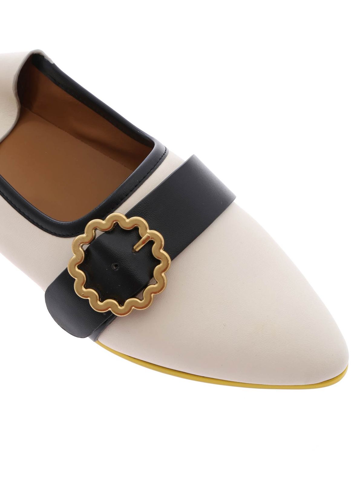 Shop See By Chloé Leather Ballerinas With Buckle In Blanco