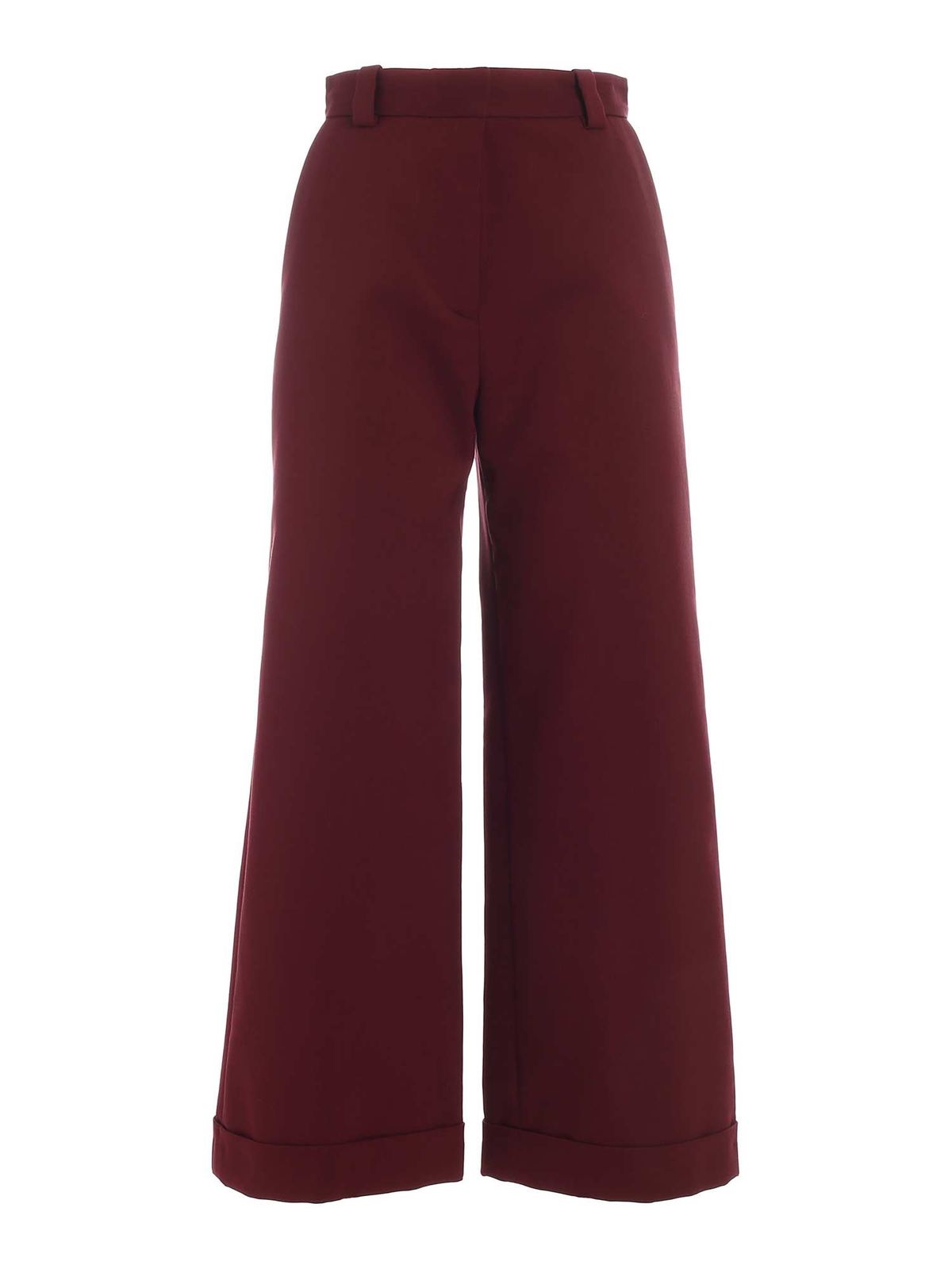 See By Chloé Wide Leg Trousers In Burgundy Colour In Rojo