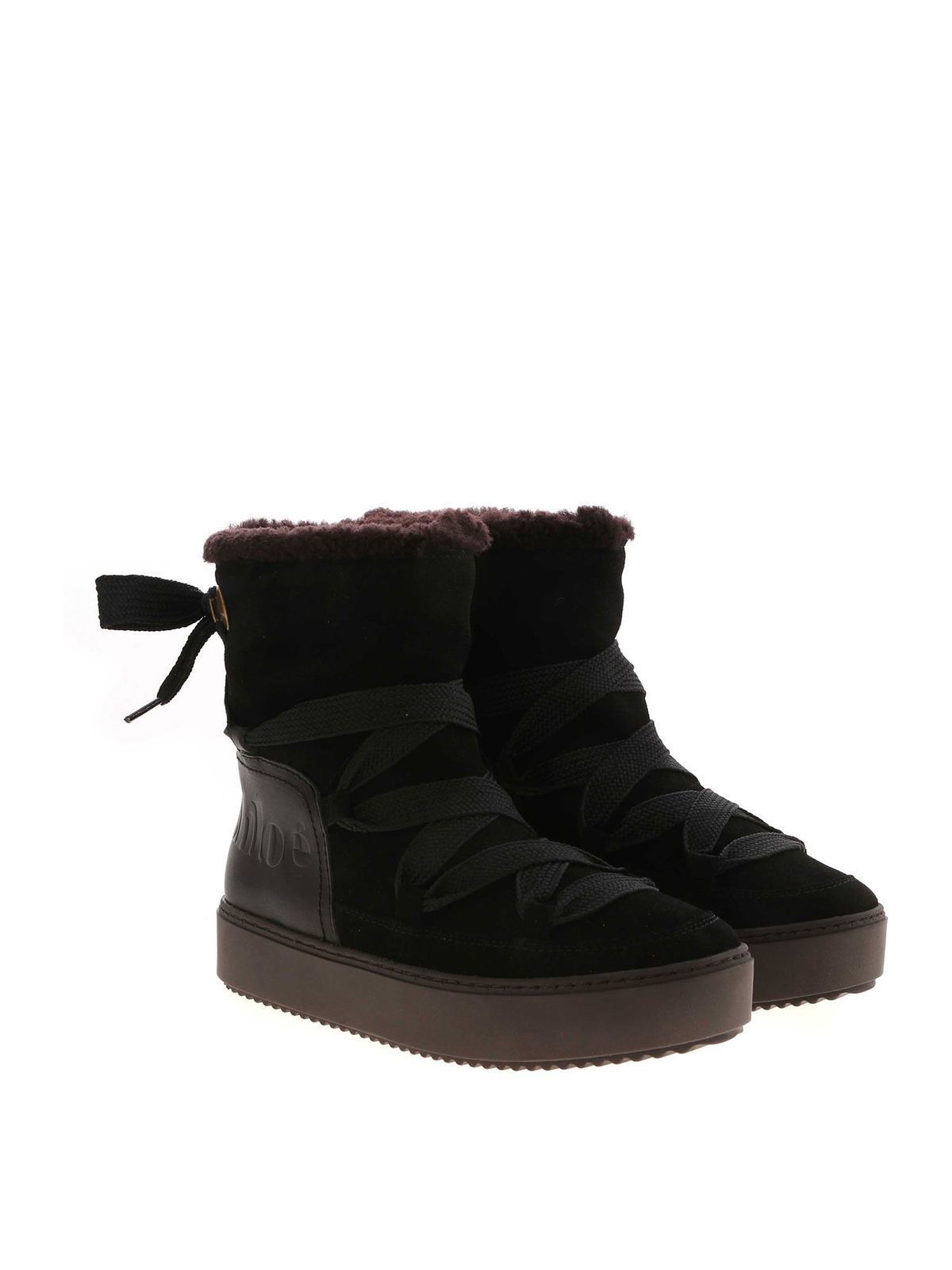 Shop See By Chloé Mary Ankle Boots With Logo In Black In Negro