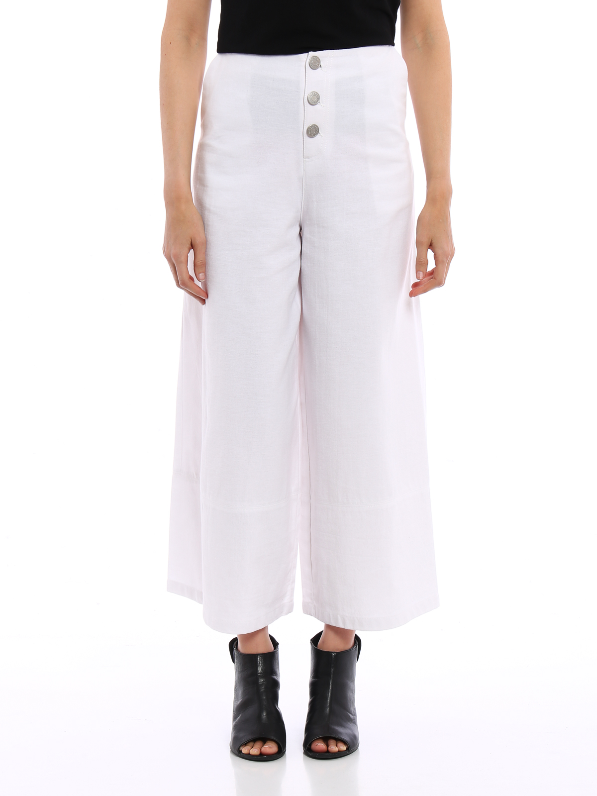 Cargo Pants Women Baggy Culottes Cotton Wide Leg Palazzo Elastic Waist  Capri Pockets Trousers For Female - Walmart.com