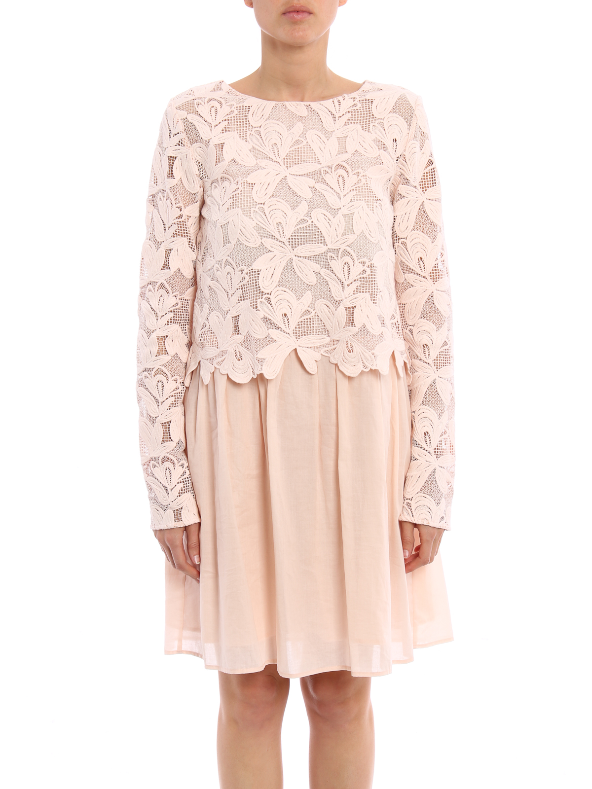 see by chloe cotton dress See by Chloe White & Blue Printed Cotton Dress L See by Chloe