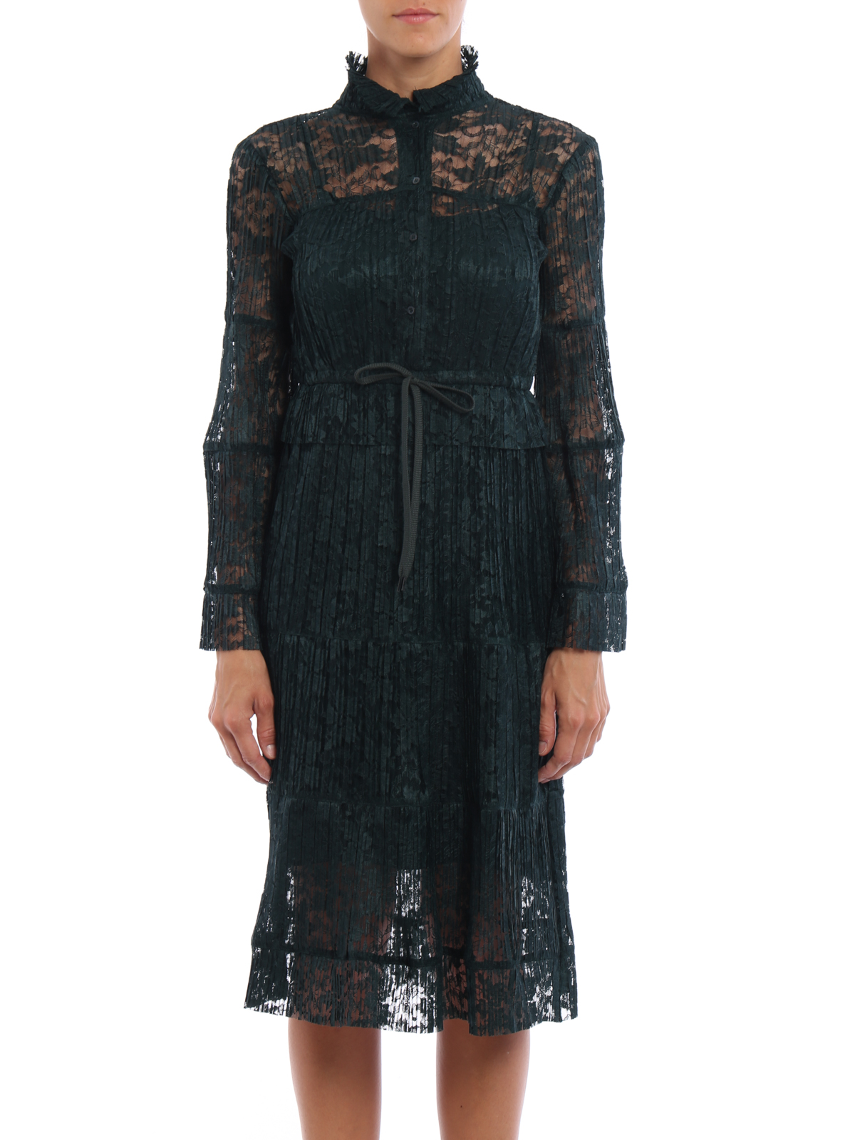 See by Chlo Pleated lace dress with drawstring|S7ARO21S7A034SKG