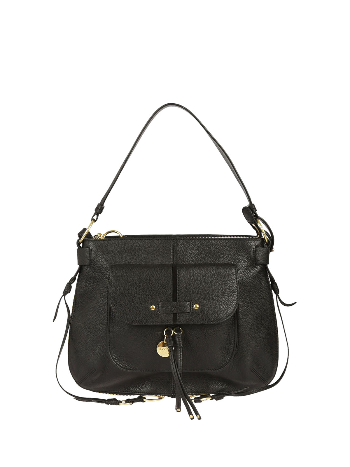 See by Chloé Olga black leather shoulder bag|9S7925P330001