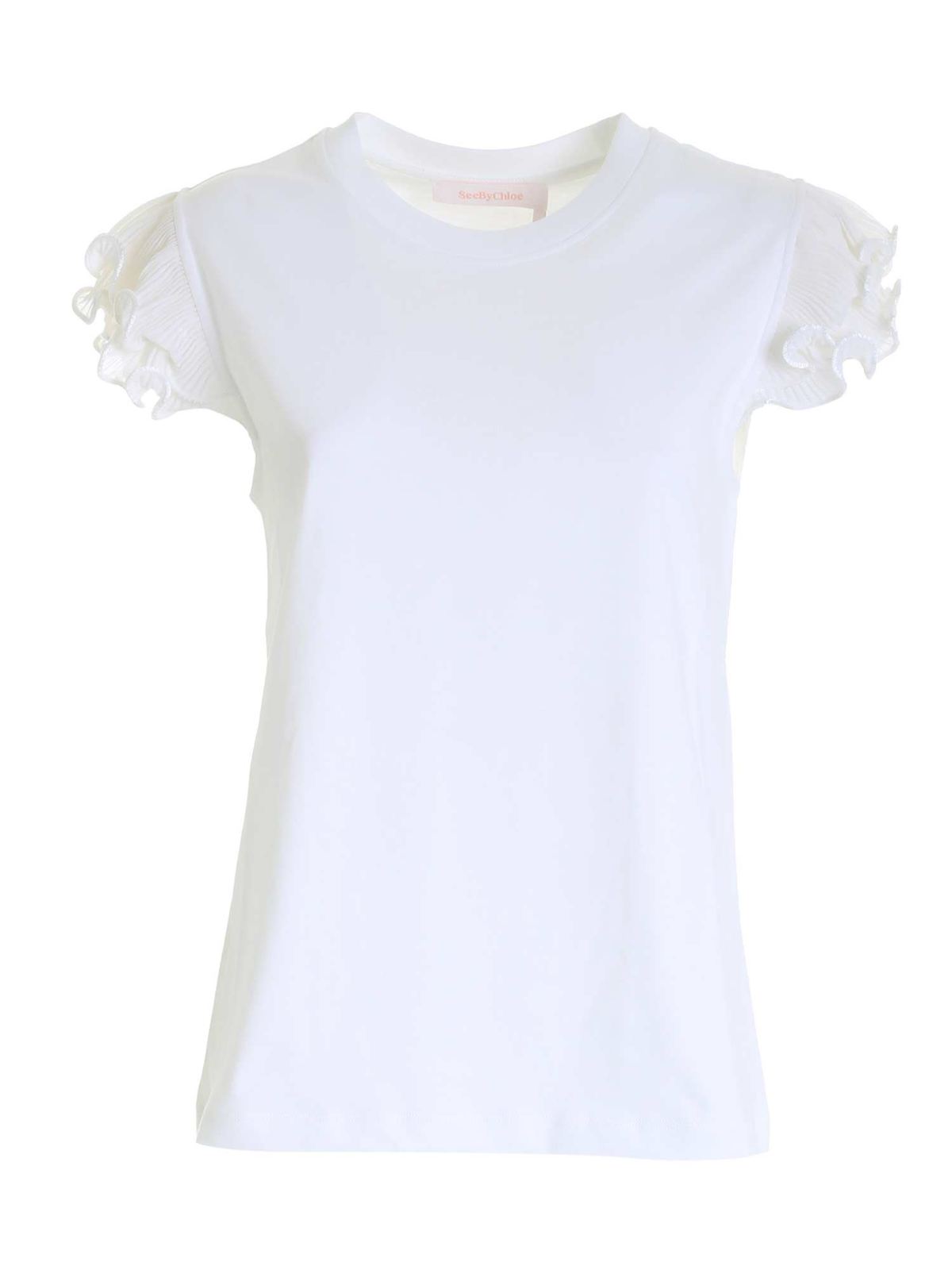 See By Chloé Ruffles Sleeveless T-shirt In White