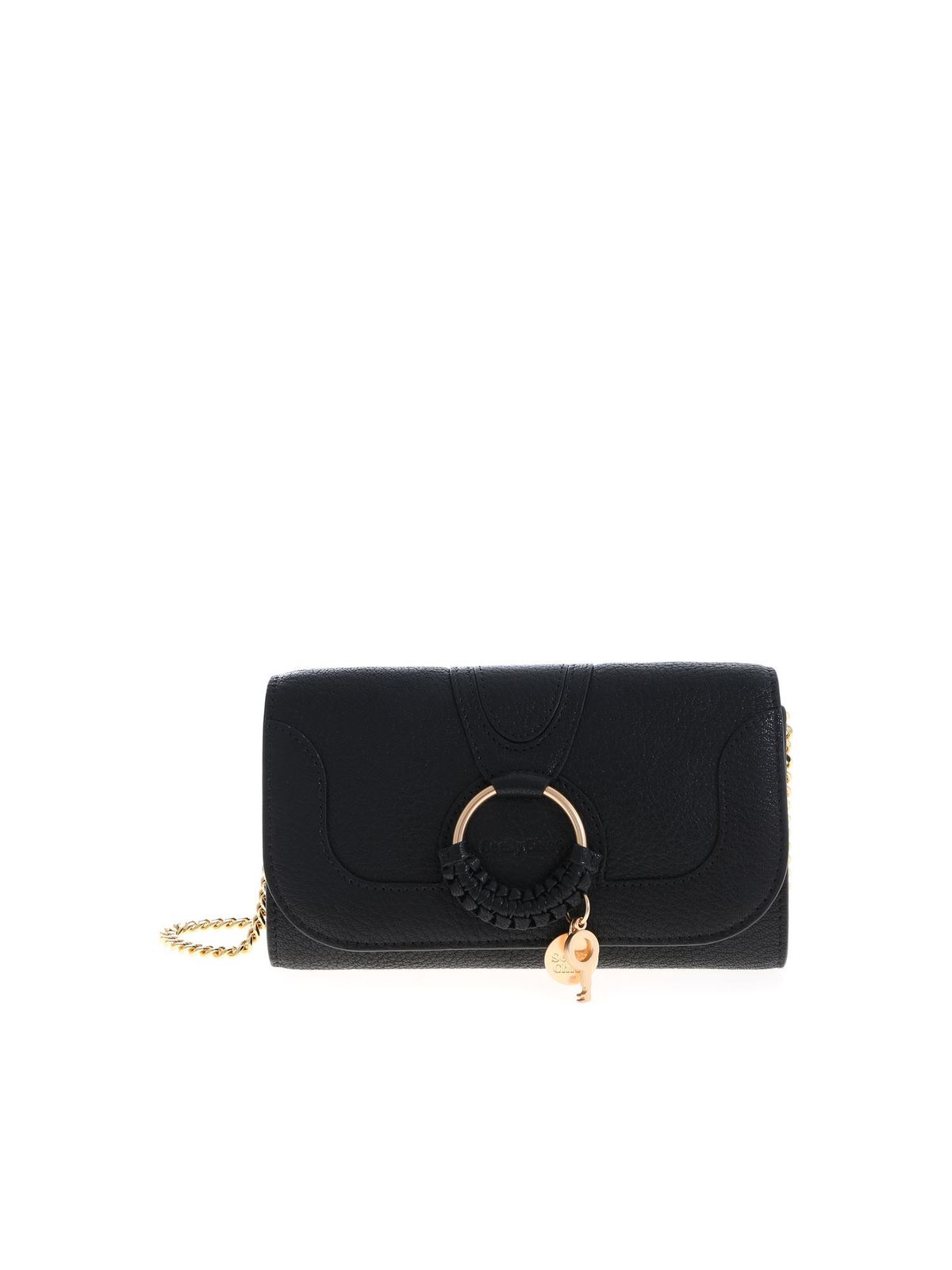 See By Chloé Hana Large Leather Wallet On A Chain In Black