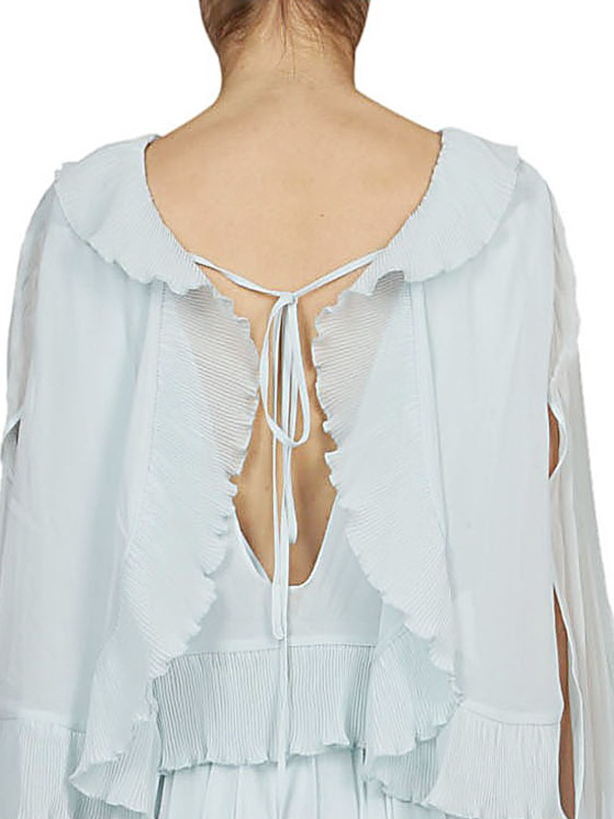 sachin and babi light blue dress SELF-PORTRAIT Crystal-Embellished Tiered Chiffon Midi Dress