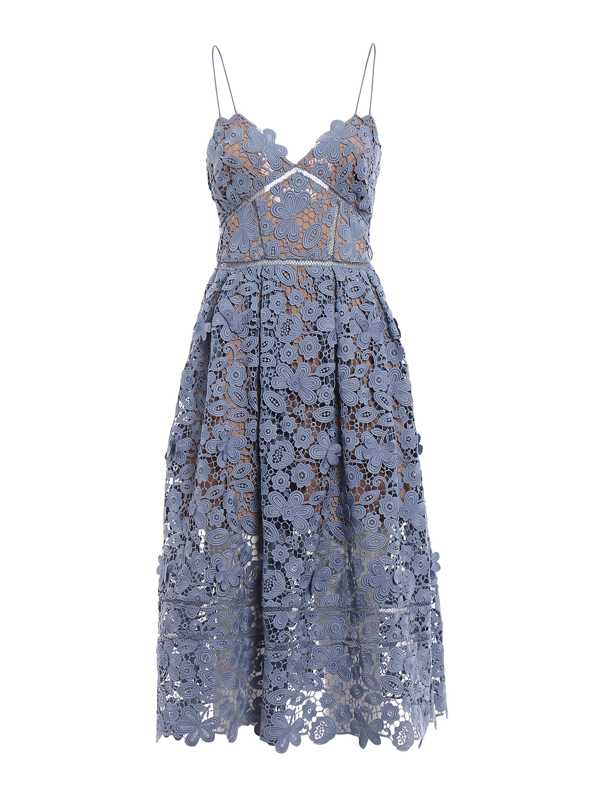 ワンピース SELF PORTRAIT Self-portrait Dresses Grey (AW25090MGR GREY) Grey Floral Lace Midi Dress – self-portrait-US