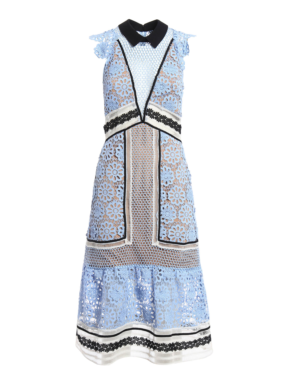 ワンピース SELF PORTRAIT DRESS (PF25093SBU) Self-Portrait Chiffon Sleeveless Tunic Ruffle Midi Dress
