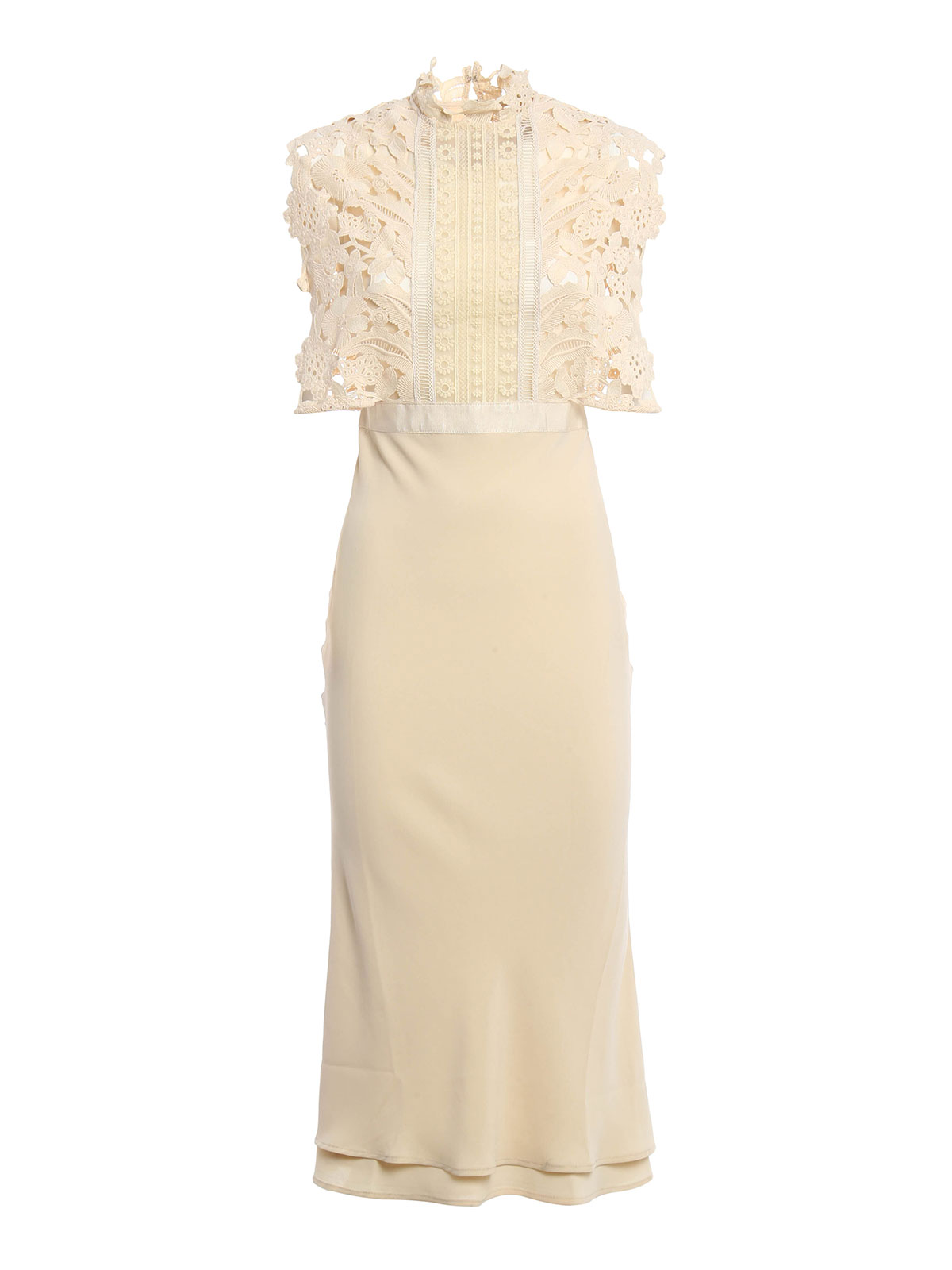 Self Portrait Lace and crepe dress - Light Beige - Women|SP10050