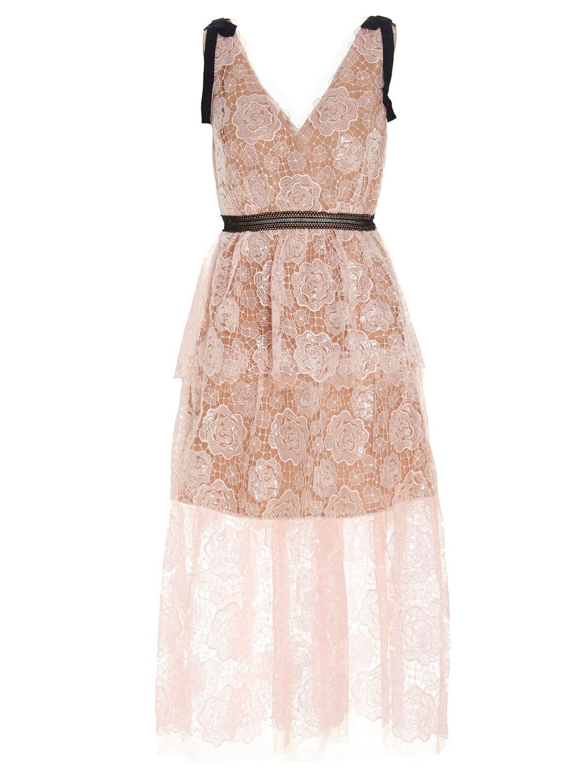 chinese dress ladies Self-Portrait - Pink Guipure Lace Midi Dress