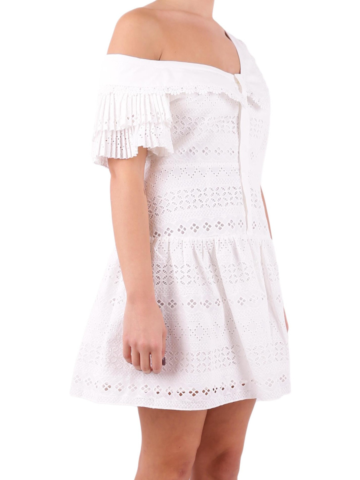 Self Portrait Broderie anglaise cotton dress - White|SP16067WHITE