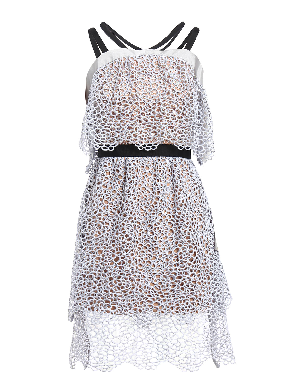 self portrait off shoulder lace dress Self-portrait Off-shoulder Lace-detail Midi Dress