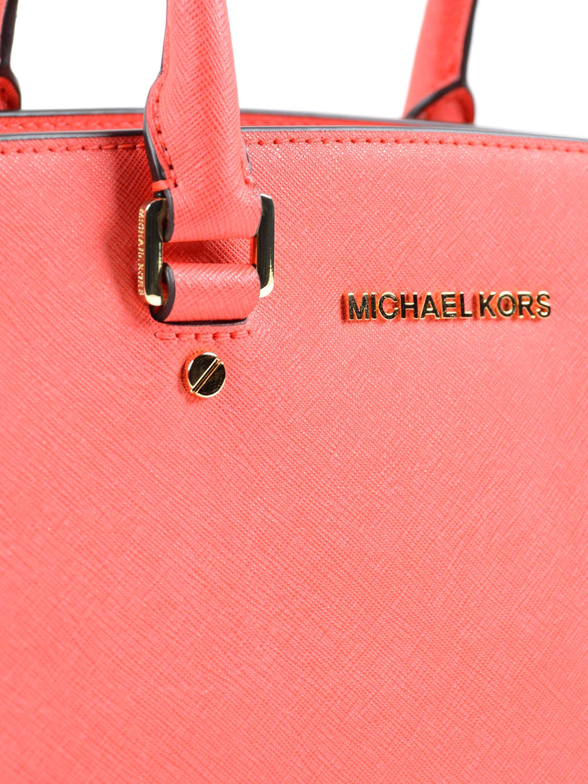 Michael Michael Kors Orange Saffiano Leather Medium Selma Tote