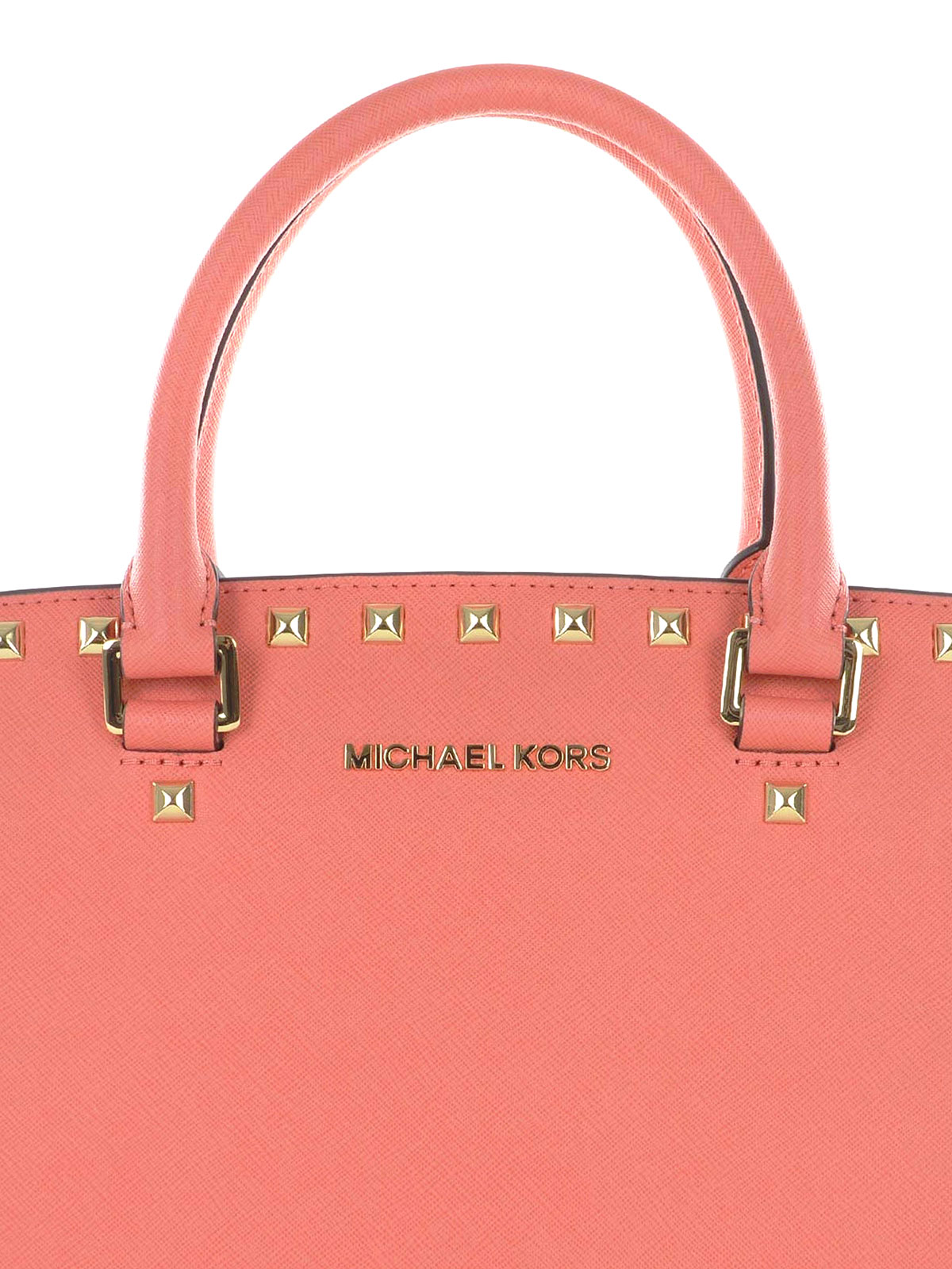 Michael Kors - Selma Medium Studded Leather Top Handle Pink