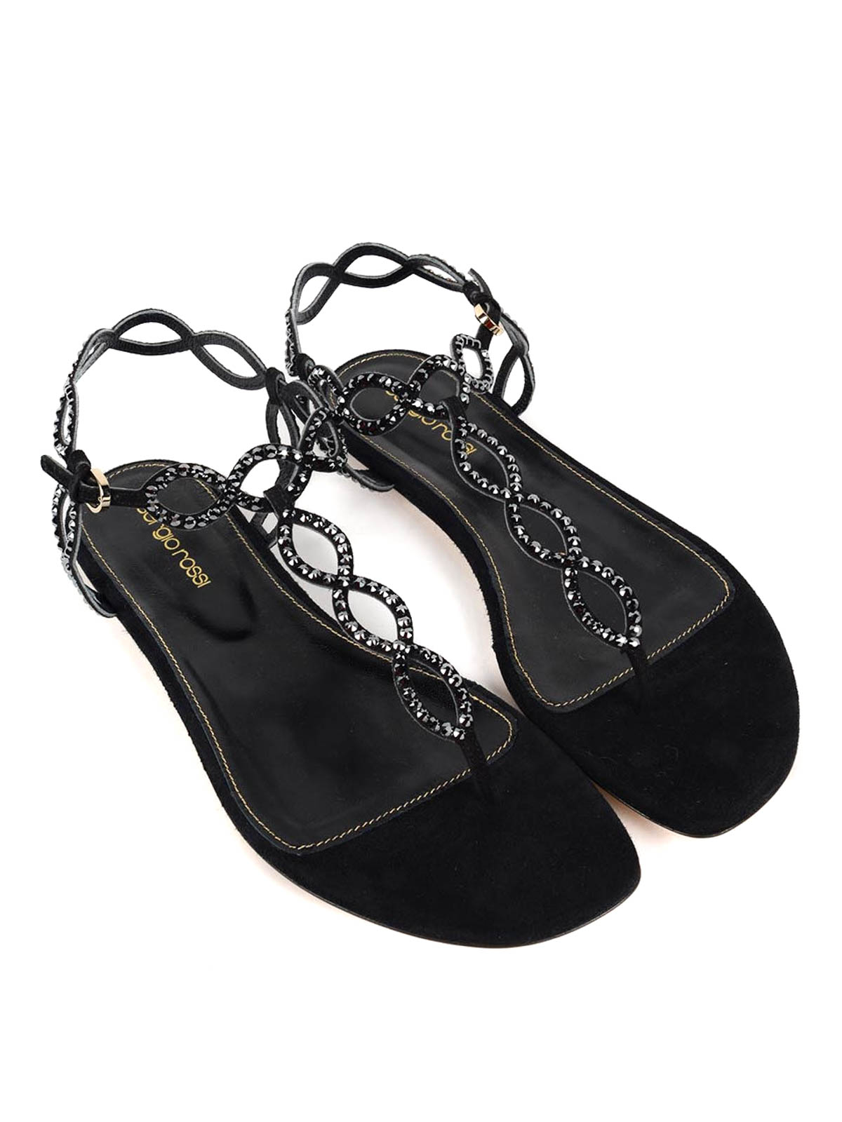 Sergio Rossi Mermaid flat sandals|A48670MAFM39NEROHEMATITE