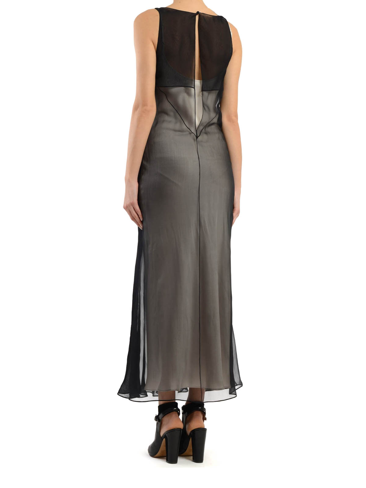 Maison Margiela Sheer silk long dress - Black|S31CT0883S44726963
