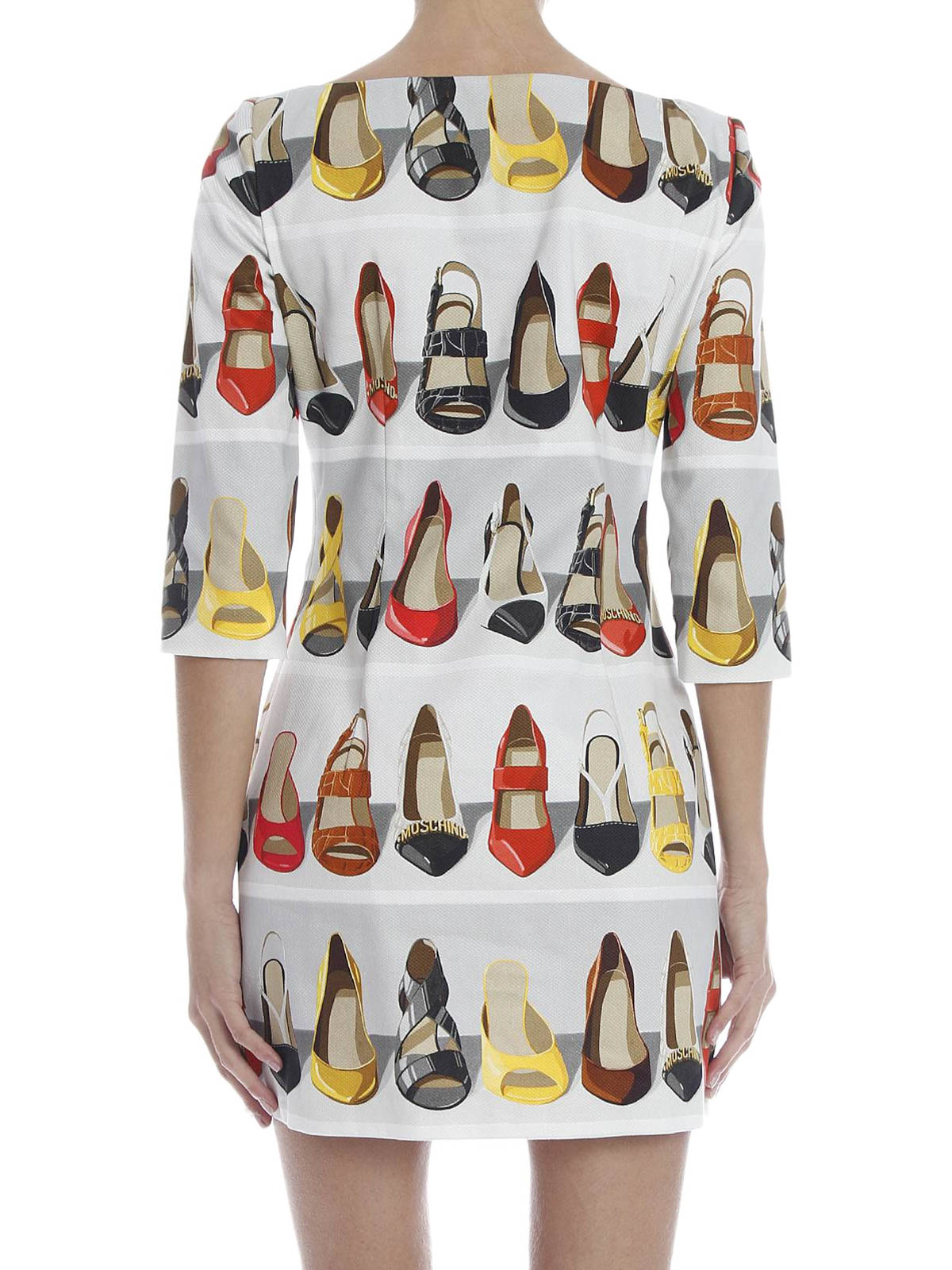 ワンピース MOSCHINO COUTURE Woman Dress Grey 04520541 1485 White logo-print cotton dress Moschino - women - MOSCHINO