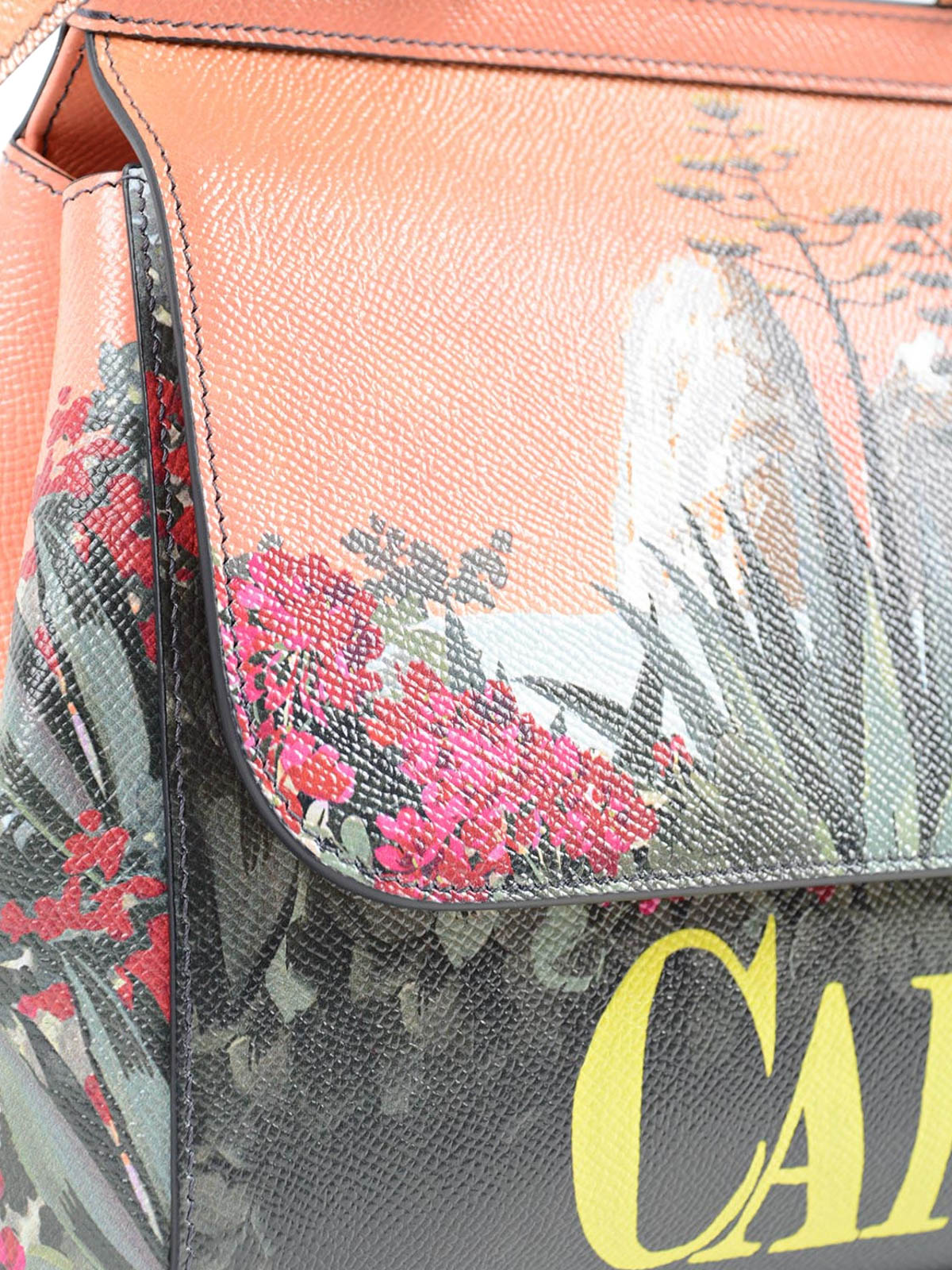 Medium sicily bag in printed dauphine leather, dolce&gabbana online store