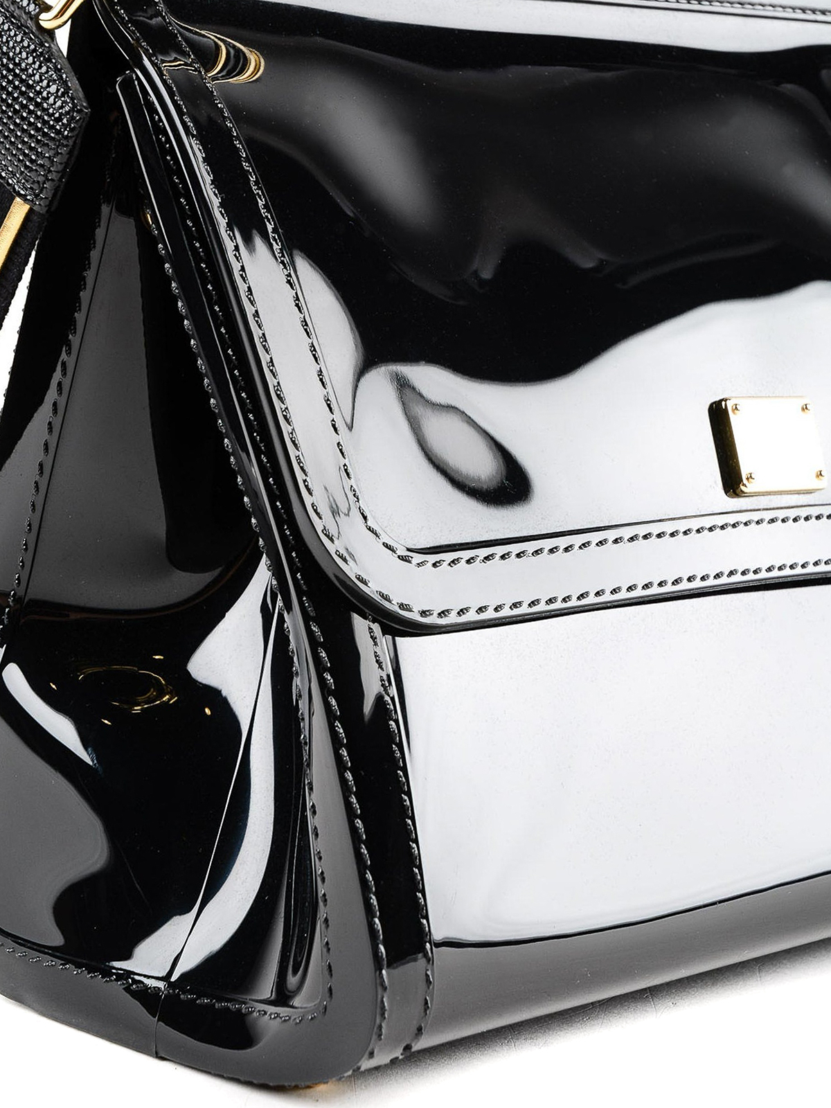 Sicily Mini Patent Leather Crossbody Bag in White - Dolce Gabbana Kids