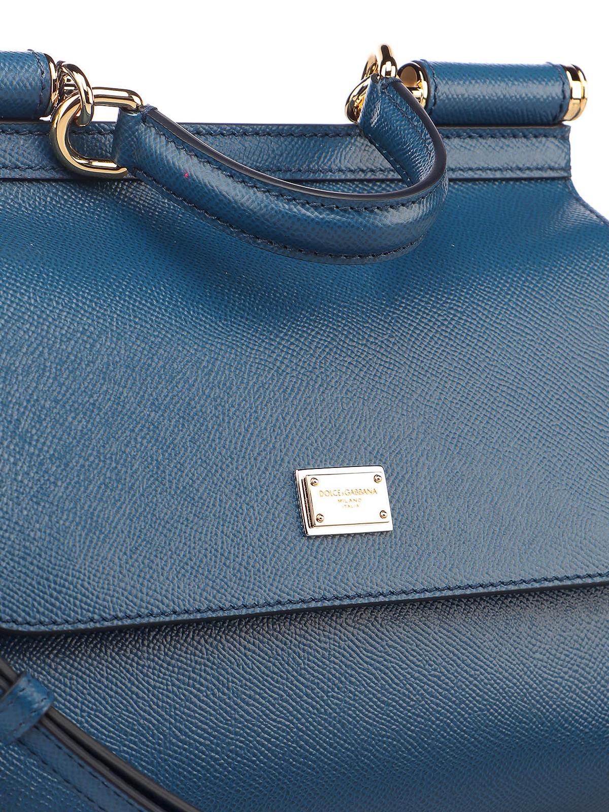 Dolce & Gabbana, Bags, Dolce Gabbana Blue Leather Medium Shoulder Sicily  Bag