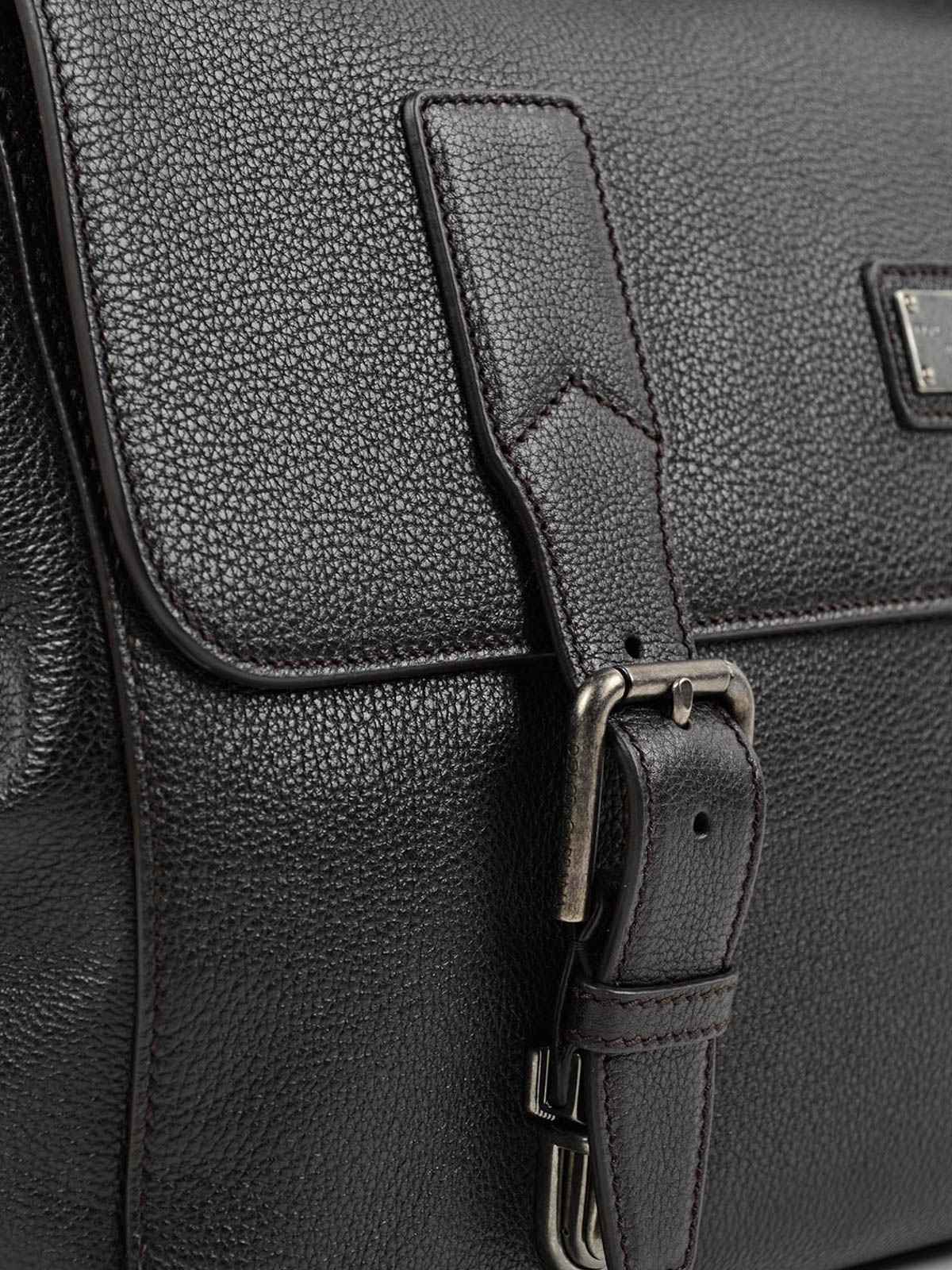 DOLCE & GABBANA Sicily Leather Travel Bag Black