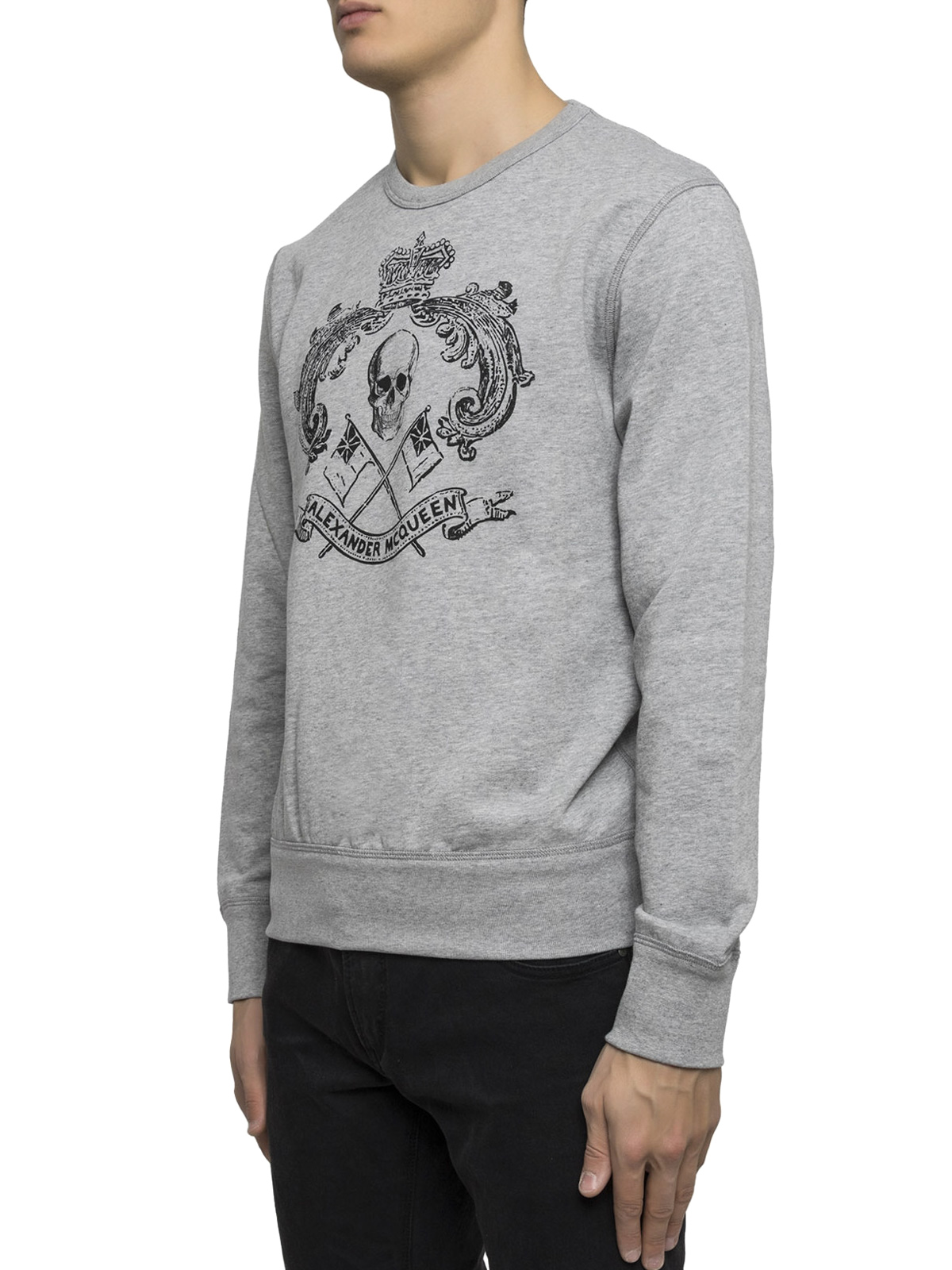 スウェット・トレーナー ALEXANDER MCQUEEN COTTON SWEATSHIRT WITH EMBROIDERED SKULL Alexander McQueen Alexander Mcqueen Embroidered Skull