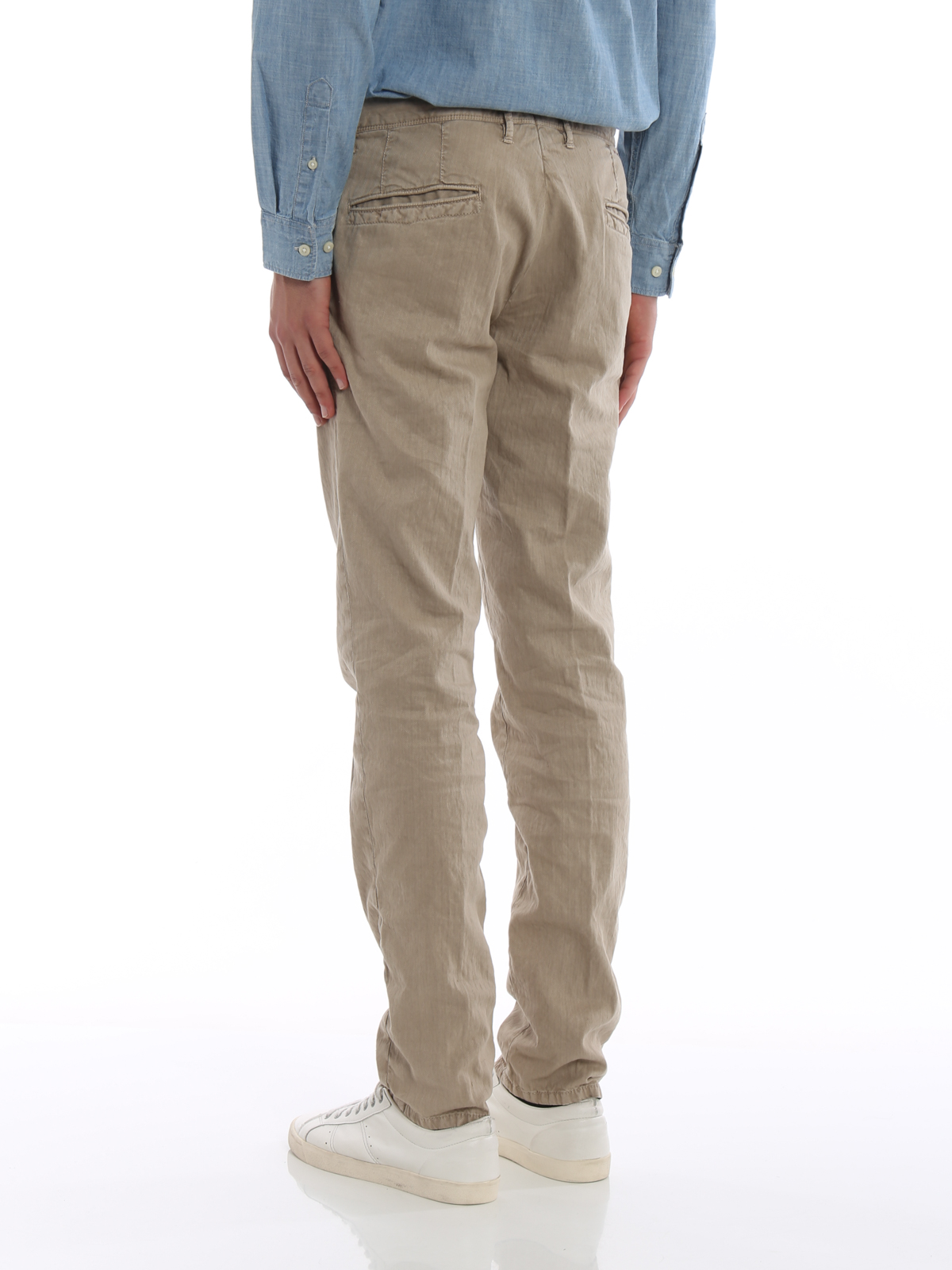 Casual trousers Incotex - Slacks slim fit beige trousers