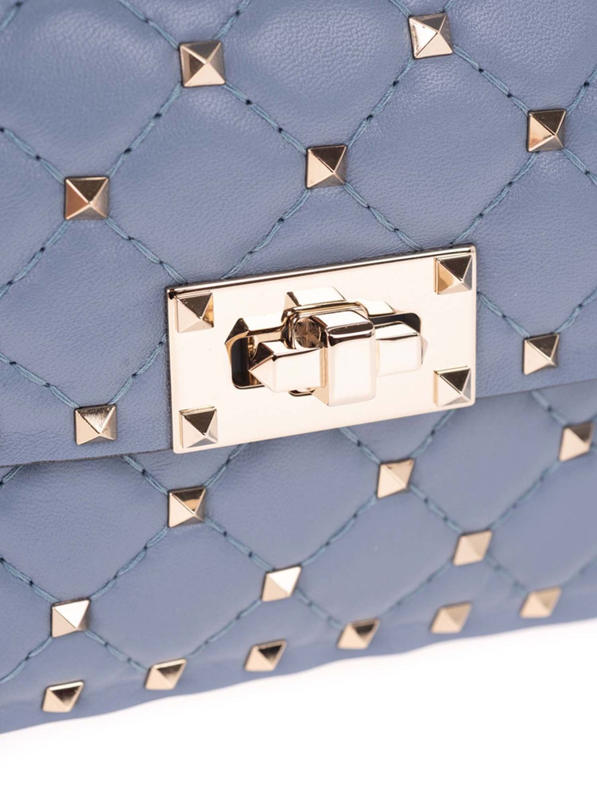 Valentino Garavani Light Blue Valentino Rockstud Spike Mini Backpack In  Quilted Leather