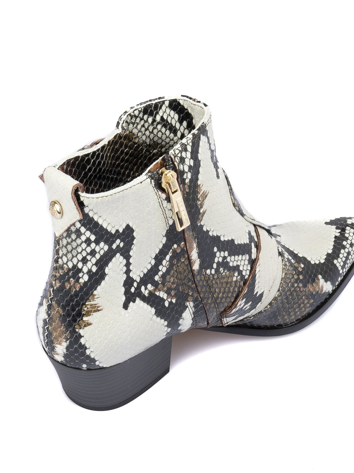 Shop Baldinini Snake Printed Leather Ankle Boots In Estampado Animalier